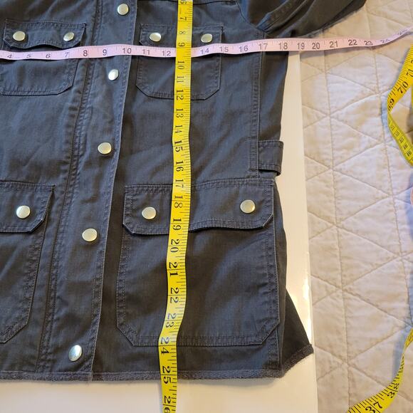 J Crew Downtown Field Jacket Women's XS Army Green Gold Zip Snap Chore Safari - Picture 9 of 13